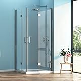 BD-Baode Drehfalttür Duschkabine Eckeinstieg 80x80cm Falttür 180° Dusche Duschabtrennung 6mm NANO Glas Höhe 195cm