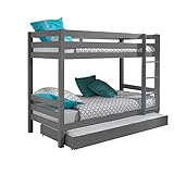Vipack Etagenbett Amari grau - mit Bettkasten, 90x200 cm, FSC Zertifiziert, Kiefer massiv, für Mädchen und Jungen Kinderzimmer