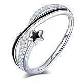 Yumilok Damen-Ring Einstellbar Jahrestag Knoten Stern Zirkonia Partnerringe Fingerring Midi Ring Vertrauensring Silber 925 für Frauen Mädchen