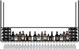 Weinregale Weinflaschenhalter zum Aufhängen an der Decke, schwarzes Glasregal, zum Aufhängen von Weingläsern, Decke, umgedreht, Gläser, Vitrinen mit Beleuchtung, Weinflaschen-Aufbewahrungs-Organizer –