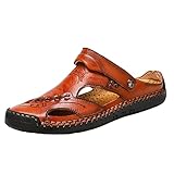 Sommer Freizeitschuhe Männer Sport-Outdoor Sandale Sommer Atmungsaktive Handgenähte Fußbedeckung Lässige Strand Faule PU Außenhandelssandalen für Herren Sport Outdoor Trekkingschuhe Wanderschuhe Beach