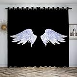 Thermovorhänge W280cm x H178cm Flügel Engel Thermovorhang gegen Kälte - Blickdichte Wohnzimmer Schlaufengardinen Dicker Vorhang Kälteschutz Thermo Vorhang Kinderzimmer, 2 Stücke