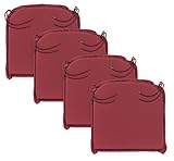 sleepling Outdoor 193924 4er Set Sitzkissen Auflage | Stuhlkissen Polster Gartenstuhl Terrassenstuhl | Made in EU | Eckbänder | Bezug abnehmbar | 44 x 47 x 6 cm, rot