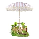 LefeDa 180cm Rosa Sonnenschirm Mit Quasten Strandschirm Windfest Stabil Sonnenschutz Balkon Neigbarer Sonnenschutz Terrasse Uv Schutz Portable Mit Aufbewahrungstasche Für Balkon Garten Strand