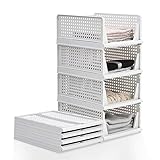 BTGGG 4 Stück Kleiderschrank Organizer Stapelbar Plastik Schrank Organizer Kleiderschrank Aufbewahrungsbox, Leicht ausziehbare Schubladenteiler für Kleidung Schrank Speisekammer Wäscherei