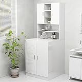 TEKEET Wohnmöbel Waschmaschinenschrank Hochglanz Weiß 70,5x25,5x90cm Größe