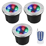 3PCS Led Poolscheinwerfer - RGB Einbaustrahler Unterwasser, IP68 Wasserdichter RF-Fernbedienungs-Einbaustrahler, Edelstahl-Gartenstrahler, Für Gartenteich, Schwimmbad, Terrasse ( Color : 15W , Size :