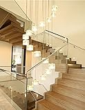 LSRADU Wendeltreppen-Kronleuchter, Kristall-Lichtschirm, Deckenkugeln, Glasblasenlampe, große Pendelleuchten für Wohnzimmer, Flur, Duplex-Hängeleuchten, Licht-16, inklusive Glühbirnen