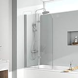 EMKE 110x140cm Duschtrennwand für Badewanne Faltwand Duschabtrennung Badewannenaufsatz NANO einfach-Reinigung Beschichtung