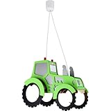 Elobra Deckenlampe Traktorlampe Traktor für Jungen Kinderzimmer Pendellampe Kinderlampe mit E27 Fassung, Grün, LED