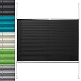 Office Marshal Plissee Rollo/Jalousie | Sichtschutz ohne Bohren, Klemmfix | Faltstore in moderner Crushed Optik | Schwarz | Größe wählbar (100 cm Länge x 65 cm Breite)