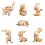 CONNECTION 7 Stück Mini Hase Figuren Harz Osterhase Kaninchen Miniatur ​Figur für Ostern Mikrolandschaft Hase Figuren Mini Hase Deko Harz Frühling Festival Party Dekoration Desktop Ornament
