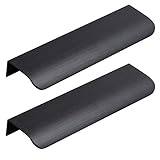 Aluminiumlegierung Unsichtbare Griffe Möbelgriffe Schrankgriffe Verdeckter Schubladengriff Fingerkantenzuggriff Kabinett Griffe Schwarz 2 Stück (Hole distance 64mm)