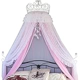 Prinzessinnen-Betthimmel für Mädchenzimmer, Quasten, versteckter Schleier, Zelt, Kinderzimmer, Dekoration zum Spielen, Lesen, Schlafen als hängendes Hausschloss