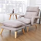 Sofa-Liegesessel Und Fußhocker-Set, 5-stufig Verstellbarer Sofa-Liegesessel, Balkon-Loungesessel Lazy Boy Sofa Mit Bequemen Kissen Und Fußhocker