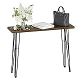 FATIVO Konsolentisch Holz Schmal Metall: Eingangtisch Holz Vintage Flurtisch mit Metallrahmen für Wohnzimmer 100×30×75cm