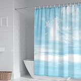 Badewanne Vorhang Waschbar, Shower Curtains L Shape Sonnige Wolke Blau Weiß Polyester 165X180cm