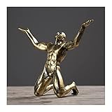 WQQLQX Statue Menschen Skulptur Harz Statuen Möbel Handwerk Room Study Wine Cabinet Dekorationen Ornamente Zubehör Fernseher Kabinett Skulpturen (Color : Gold)