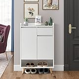 CLIPOP Schuhschrank mit 2 Türen, Flur Schuhregal mit Schublade, offenes Regal und verstellbare Regale, Schuhkommode Flurschrank für Diele,Wohnzimmer, Schlafzimmer