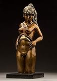 FINE ARTS WOHNKULTUR Skulptur, Bronze, Erotik, Figur, Akt, Luxus, Frau, 55 cm, Surprise (Gold/Brown)