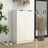JUNZAI Schuhschrank, Schuhe Schrank, Schuhregal, Shoes Cabinet, Schrank Für Schuhe, Schuh Kommode, Hochglanz-Weiß 59x35x100 cm Holzwerkstoff