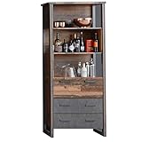 trendteam smart living Wohnzimmer Regal Standregal Prime, 89 x 212 x 42 cm Front und Korpus Oldwood, Absetzung Matera mit viel Ablagefläche