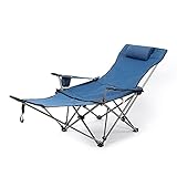 NOALED Ergonomische Strandliege, Leichter Gartenstuhl, Campingliege mit Kopfstütze, bis 130 kg belastbar, für Garten, Terrasse und Balkon