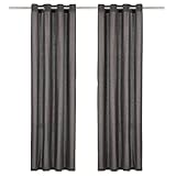 Dioche Verdunkelungsvorhang, Baumwolle, mit Metallösen, für Wohnzimmer, blickdicht, Vorhang mit Ösen, für Wohnzimmer und Schlafzimmer, 140 x 245 cm, Anthrazit, 2 Stück