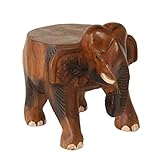 Oriental Galerie Rundhocker Holzhocker Elefanthocker Blumehocker Elefant Hocker ca. 25 cm hoch 21 x 22 cm Durchmesser Holz Limboholz Braun Klein