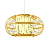 LQZCXMF Chinesische Teehaus-Hängeleuchte Aus Holz Mit Musterdekoration Handgewebter Lampenschirm Aus Bambus Korb-Rattan-Hängeleuchten Für Die Decke Café, Teehaus, Bar, Speisesaal, Club