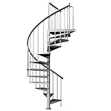 Spindeltreppe verzinkt | Außenspindeltreppe | Wendeltreppe | Geschosshöhe: 246-282 cm| 11 Stufen | Durchmesser 155 cm | Stufen und Podest: Metall gelocht | Gartentreppe | Außentreppe