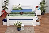 Doppelbett/Funktionsbett 'Easy Premium Line' K6 inkl. 4 Schubladen und 2 Abdeckblenden 160 x 200 cm Buche Vollholz massiv weiß lackiert