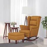 INLIFE Schaukelsessel und Hocker mit Holzbeinen Braun Samt,Braun,29.45KG,3121238