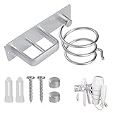QH-Shop Haartrocknerhalter Haartrockner-Glätteisenhalter Aluminium Wandmontage Halterung Fönhalter mit Zwei Löchern für Baderzimmer, Hotel, Bad (Silber)
