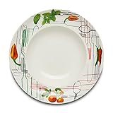 KHG Pastateller, extra groß mit 30cm Durchmesser in Besteck Print, perfekt für Gastro und Zuhause, hochwertiges Porzellan, Suppenteller, Salatteller, Spühlmaschinengeeignet