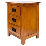 AERATI Oak Chevet Table Bedside Cabinet Bedside Chest of Drawers 3 Drawer Bedside Table 56 cm Rustic