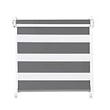 Clever-Kauf-24 Klemmfix Click 3 in 1 Doppelrollo grau | Duorollo auch für Wand- und Deckenmontage | fertig vormontiert für einfache Montage (120x150cm (Stoffbreite 116cm))