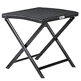 Casaria Polyrattan Klapphocker 130kg Belastbarkeit 44x40x44cm Klappbar Leicht Tragbar Außen Wetterfest Garten Terrasse Balkon Camping Hocker Stuhl Tisch