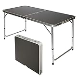 AMANKA Garten Klapptisch - 120 x 60 Höhenverstellbar - Gartentisch Campingtisch Klappbar Anthrazit