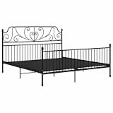 Tidyard Bettgestell Metallbett Schlafzimmer Bett Schlafzimmerbett Ehebett Designerbett Bettrahmen Lattenrost Gästebett Jugendbett 180 x 200 cm (B x L) pulverbeschichtetes Metall Schwarz