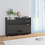 Youuihom Lagerschränke, Schränke für Tafelgeschirr, Mehrzweckschränke, Geeignet für Wohnzimmer, Schlafzimmer, Küche oder Bad, Sideboard Hochglanz-Schwarz 107x35x80,5 cm