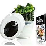 Thiru Salatschleuder Premium - Innovative 3D Kurbel - rutschfeste 2in1 Schleuder & Salatschüssel - Ausgezeichnet mit Note sehr gut - 4L groß - BPA FREI - inkl. eBook