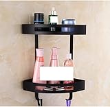 Badezimmer-Duschregal-Organizer zur Wandmontage, Badezimmer-Duschregale, 2-stufige Badezimmerregale aus Edelstahl, Eckregal, Duschregal, Aufbewahrung, Shampoo-Halter, Shampoo ( Color : Two Tier Black