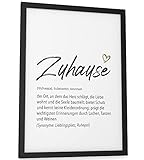 Papierschmiede® Herz Definition: Zuhause, DIN A4 (ca. 21x30 cm), Bild Home Kunstdruck Familie, Poster für Wohnzimmer, Schlafzimmer, Wandbild Wanddeko Geschenk Geburtstag Haus Einweihung ohne Rahmen