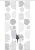 Vision S 55553 | 2er-Set Schiebegardinen Borden | halb-transparenter Stoff in Bambus-Optik | 2X 260x60 cm | Farbe:, Farbe:grau