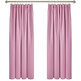 Deconovo Vorhang Blickdicht Gardinen Kräuselband Verdunkelungsvorhang Gardine Kinderzimmer, 175x140cm(HöhexBreite), Rosa, 2er Set