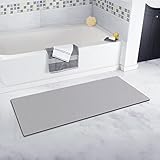 GOYLSER Badematte Badezimmerteppich Rutschfester Badteppich Wasserabsorbierende Bodenmatte Saugfähiger & Schnelltrocknender Badvorleger Washbarer Dünner Duschvorlger für Badezimmer Dusche Grau