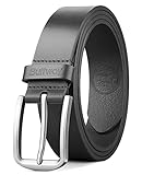 Buffway Herren Gürtel Vollnarbenleder Gürtel für Männer Casual Jeans oder Kleid mit Geschenkbox 1 3/8 Zoll breit, GRAU, 32