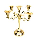 5-armig Kerzenständer Gold Vintage Kerzenhalter Stabkerze Metall Deko Kerzenleuchter Tabelle Hochzeit Kerze Stand für Abendessen bei Kerzenlicht Kerzenständer Weihnachten Dekoration