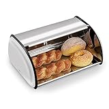 Ribelli Brotkasten aus lebensmittelgeprüftem Edelstahl, Brotbox mit Rolldeckel, ca. 43,5 x 27,5 x 18,5 cm, Aufbewahrungsbox für Brot, Brötchen, Kekse